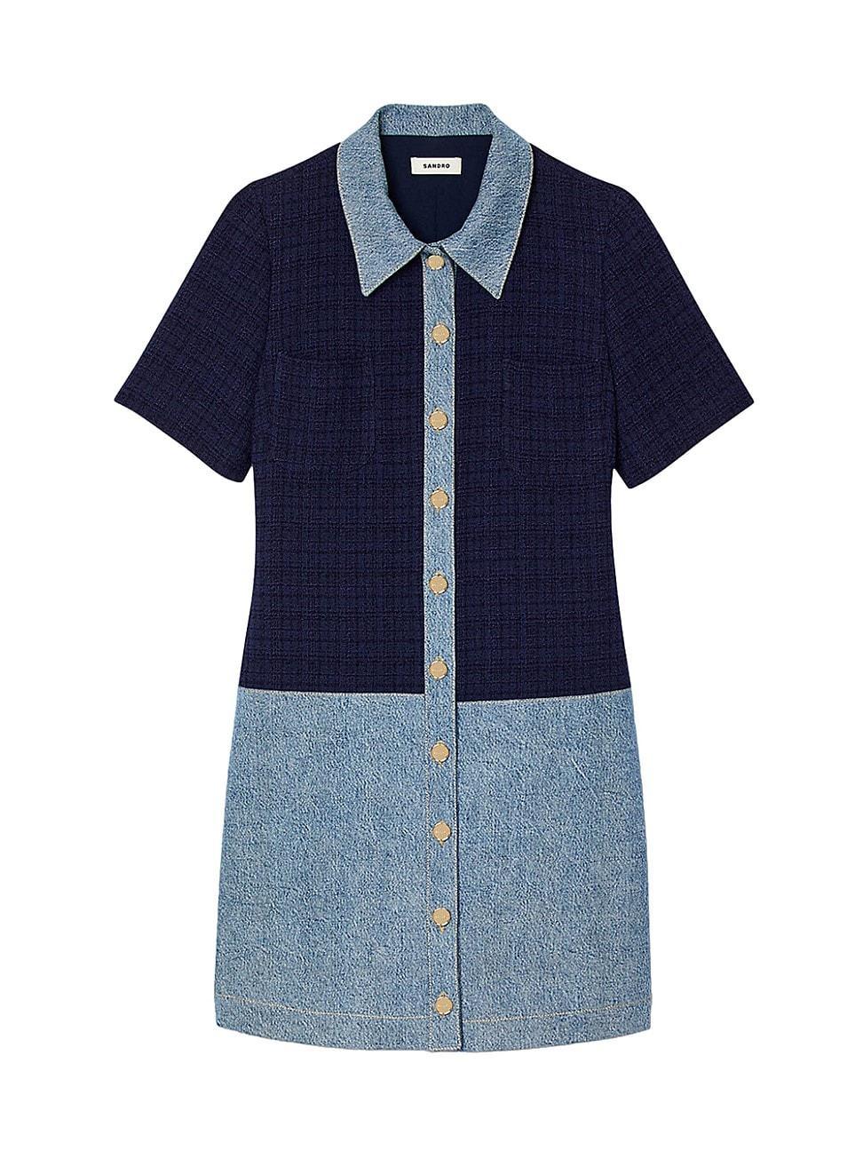 Womens Tweed and Denim Short Dress Product Image