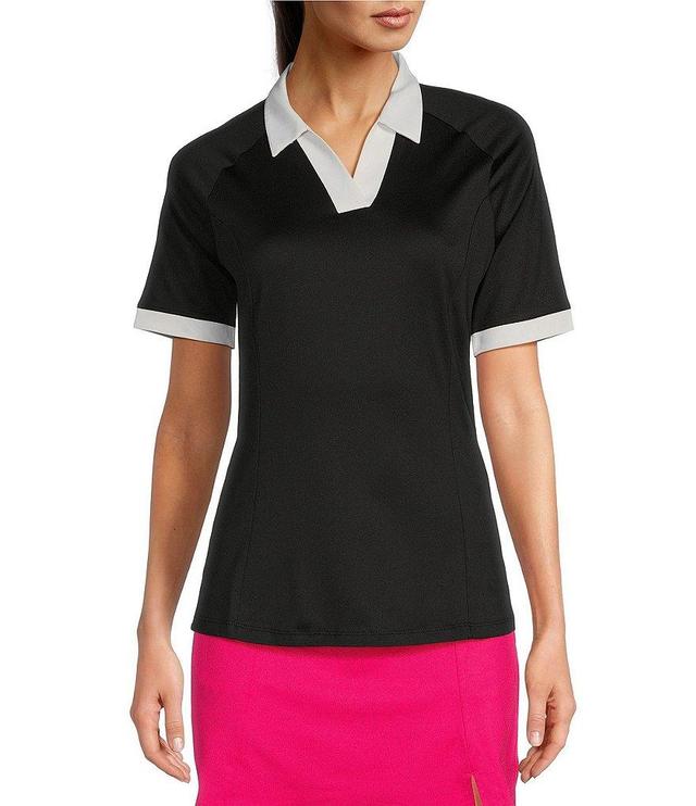 Callaway Stretch Knit Color Block V-Placket Short Sleeve Golf Polo Shirt Product Image