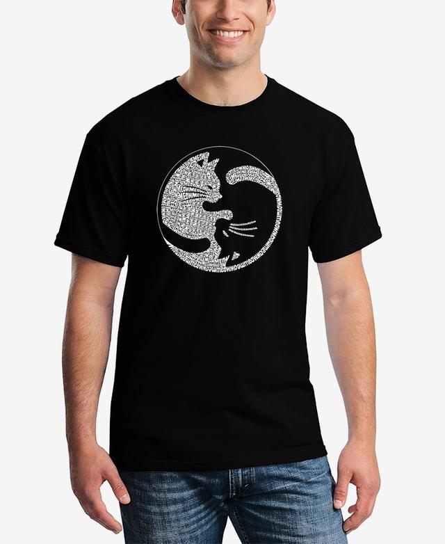 La Pop Art Mens Word Art Yin Yang Cat Short Sleeve T-shirt Product Image