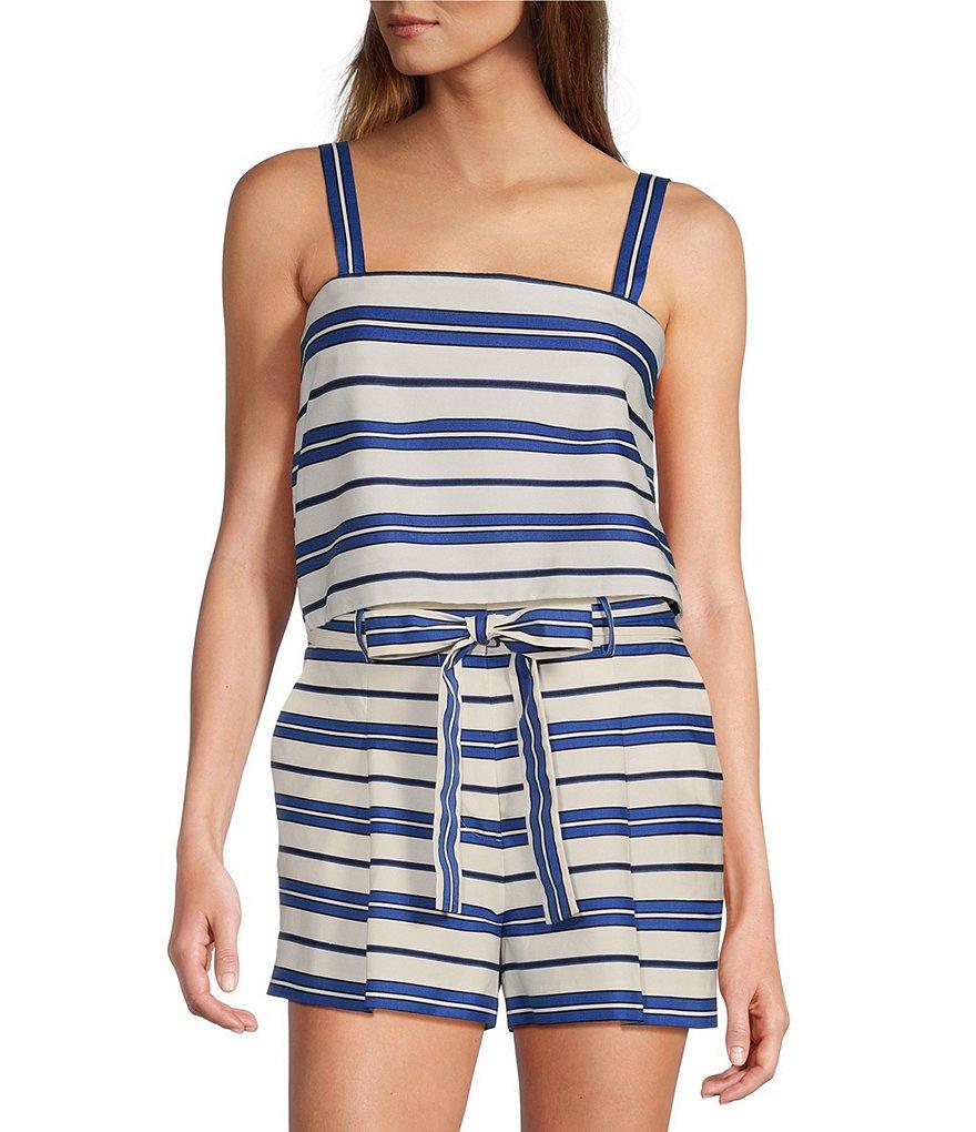 Antonio Melani Marina Printed Stripe Straight Neck Sleeveless Coordinating Blouse product image