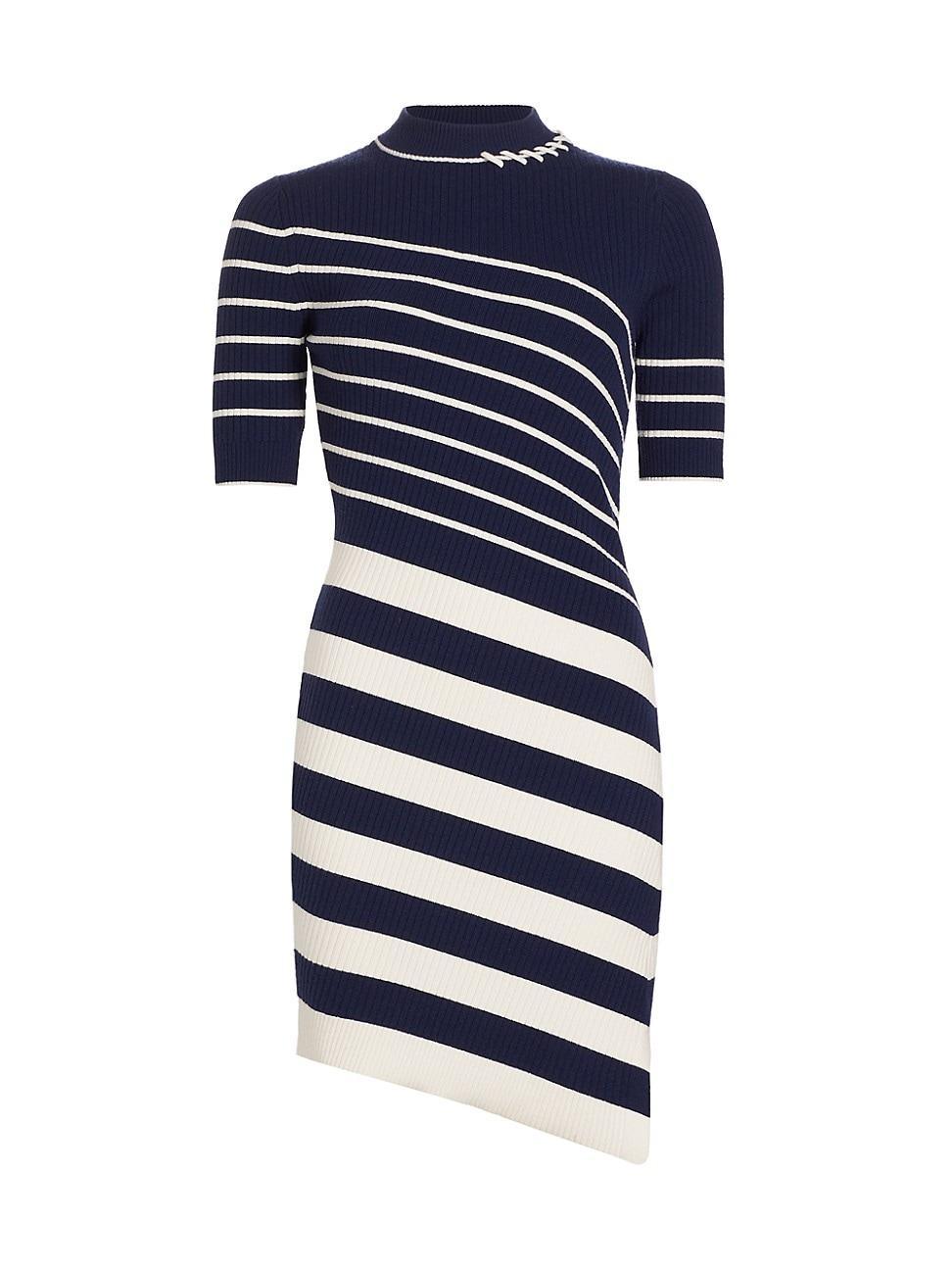 Womens Noah Asymmetric Stripe Ribbed Wool Minidress product image