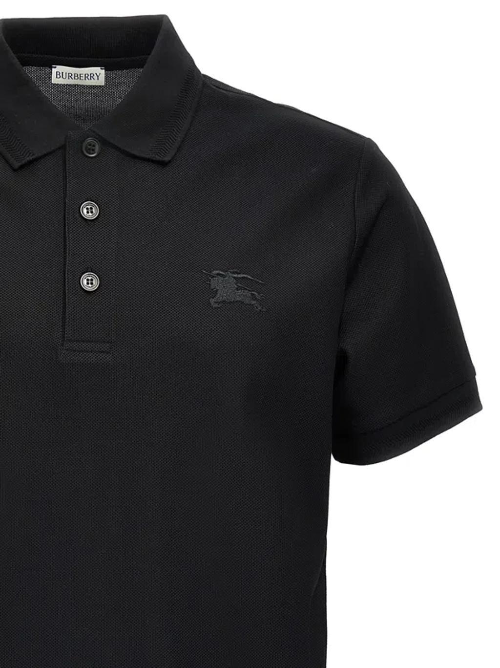 Logo Embroidered Short Sleeved Polo Shirt In Black Product Image