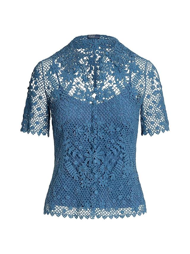 Womens Floral Cotton Lace Blouse Product Image