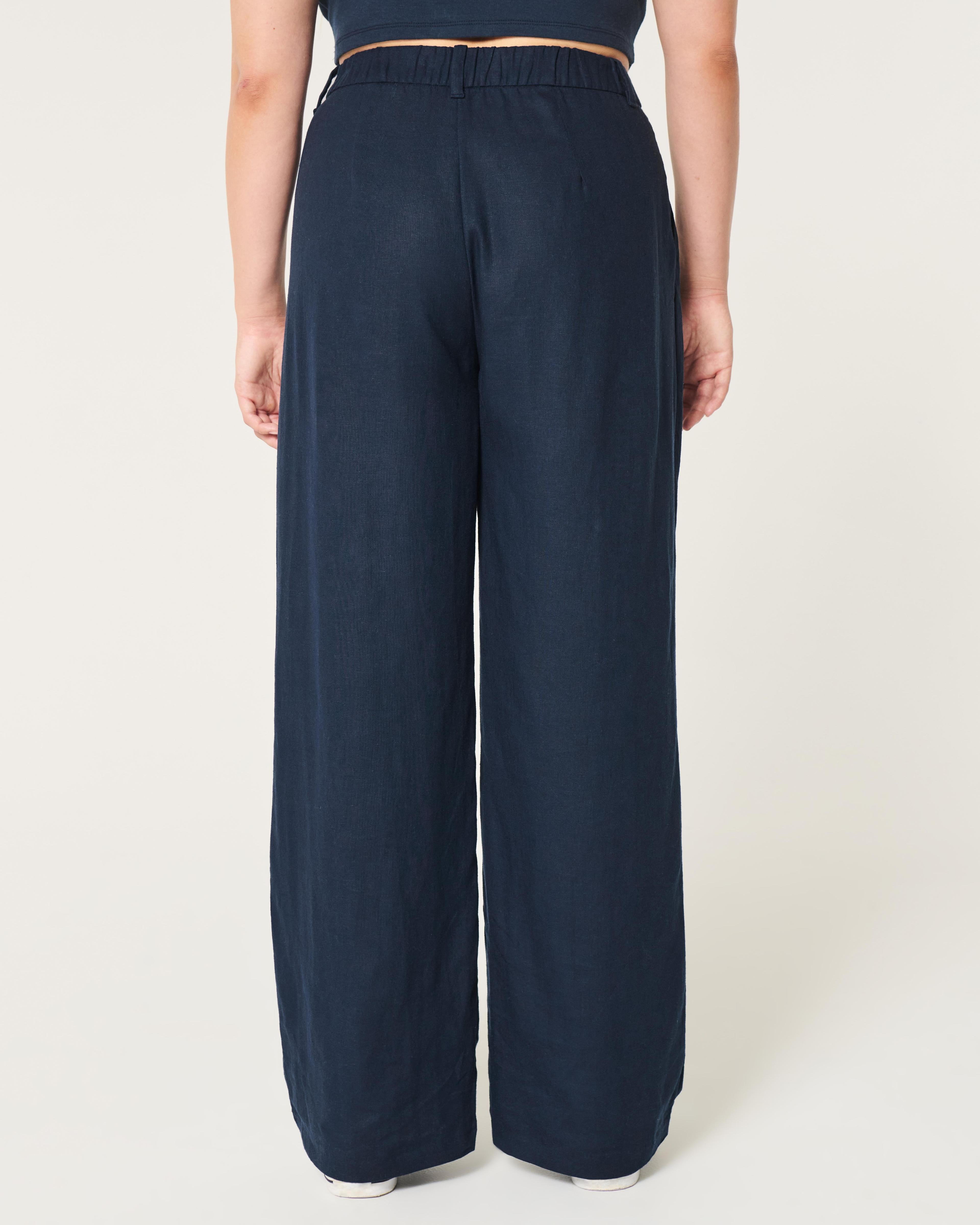 Hollister Livvy Ultra High-Rise Linen Blend Wide-Leg Pants Product Image