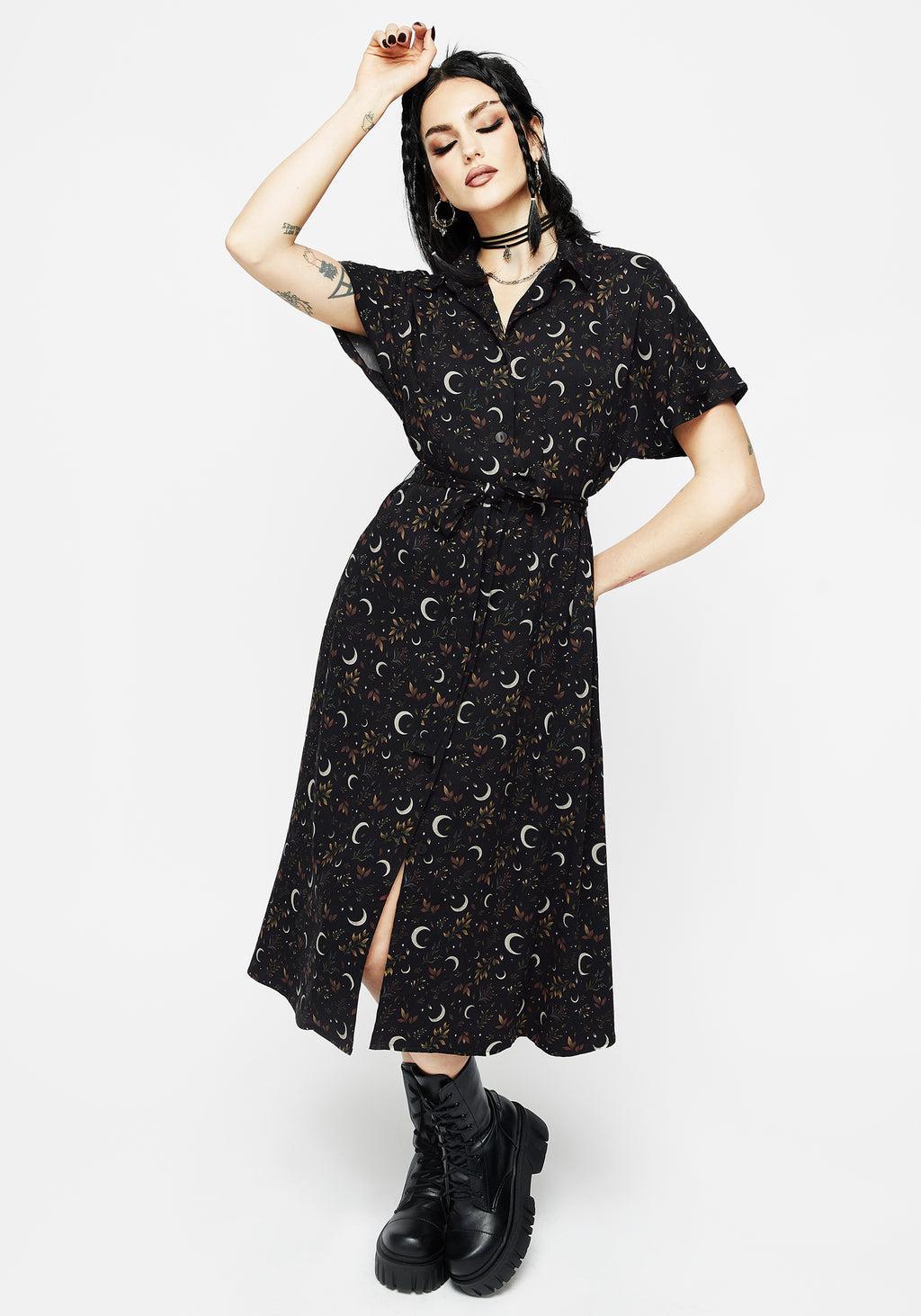 Sickle Moon Midi Shirt Dress Product Image