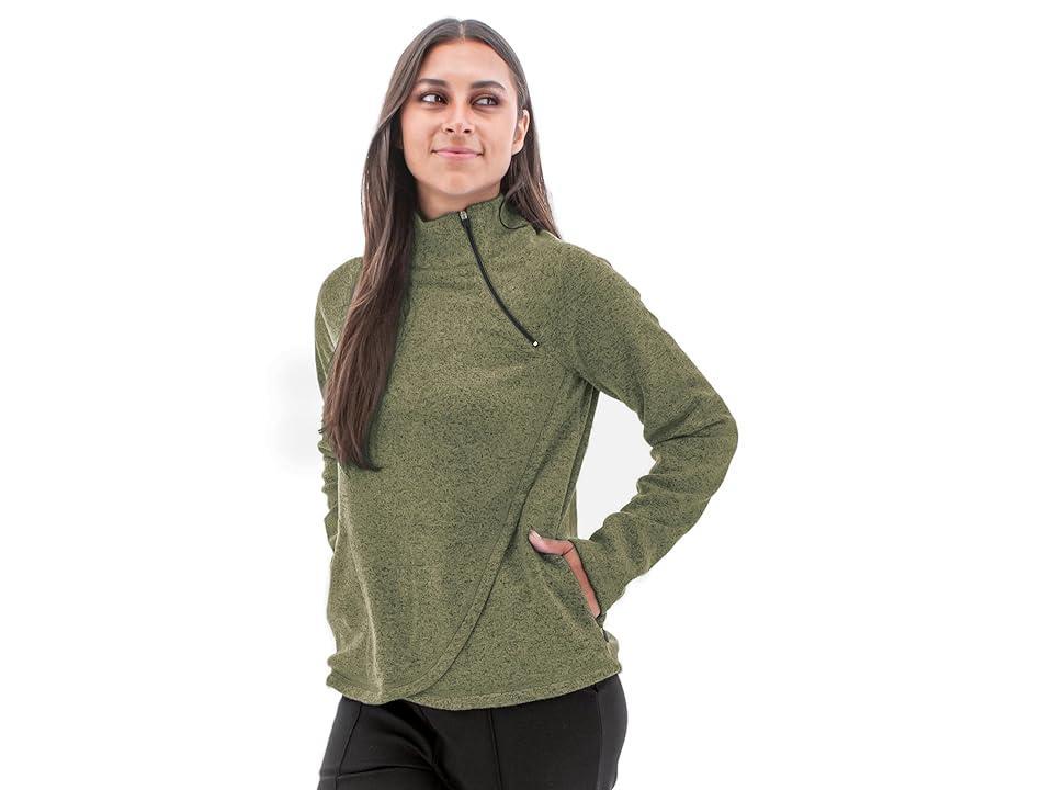 Aventura Clothing Harlow Zip Neck Top (Deep Lichen ) Women's Clothing Product Image