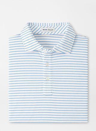 Peter Millar Mens Pilot Mill Cedar Stripe Short-Sleeve Polo | Color: White | Size: S Product Image