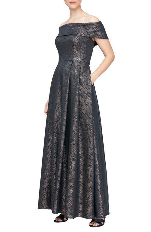 Alex Evenings Metallic Off the Shoulder Ballgown Product Image