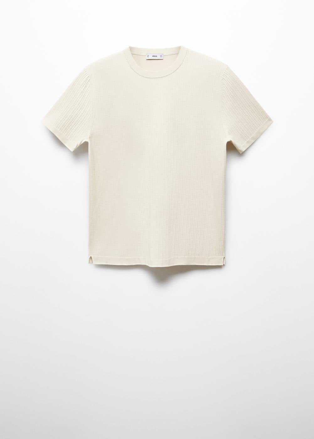 MANGO MAN - Ribbed knit t-shirt ecruMen Product Image