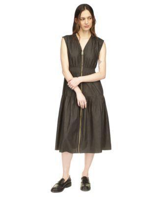 Michael Michael Kors Womens Empire-Waist Zip-Front Midi Dress Product Image