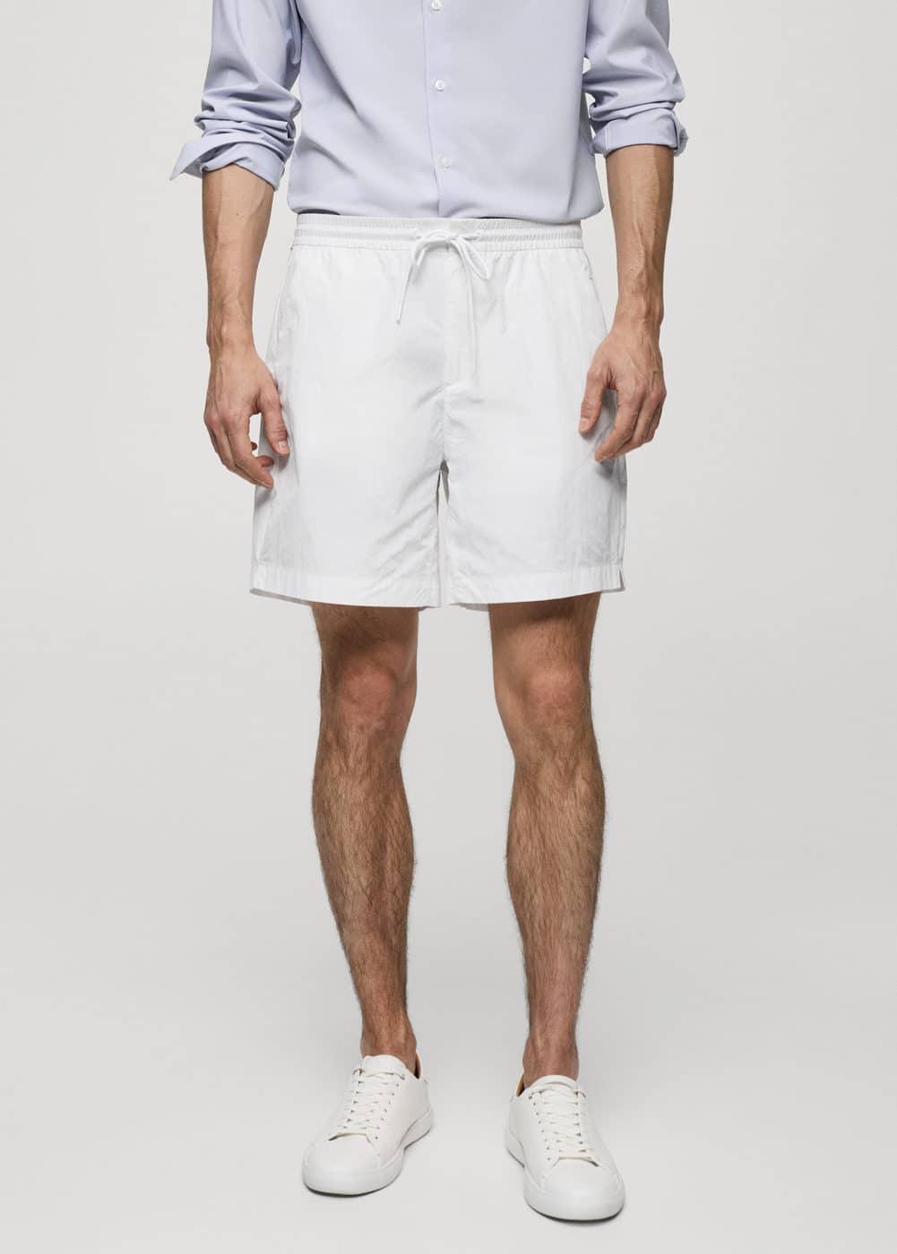 MANGO MAN - Water repellent drawstring Bermuda shorts off whiteMen Product Image