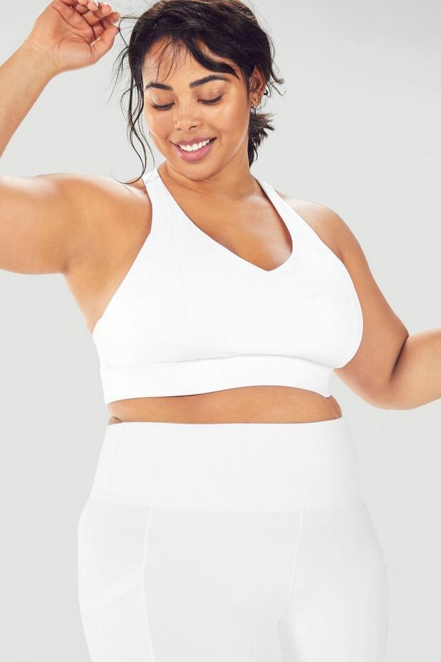 Fabletics On-The-Go Midi Medium Impact Sports Bra Womens white plus Size 4X Product Image