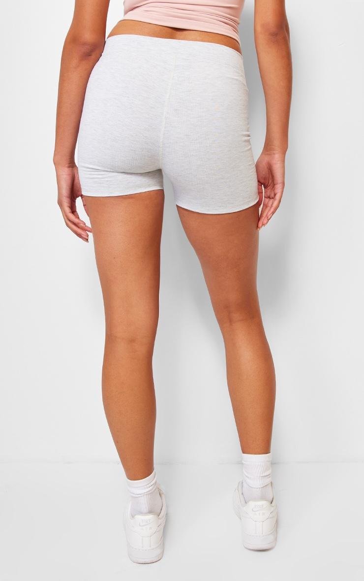 Ash Grey Marl Cotton Dip Waist Hot Pants Product Image