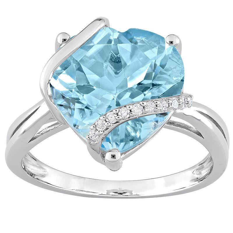 Stella Grace Sterling Silver Blue Topaz & Diamond Accent Heart Wrapped Ring, Womens Product Image