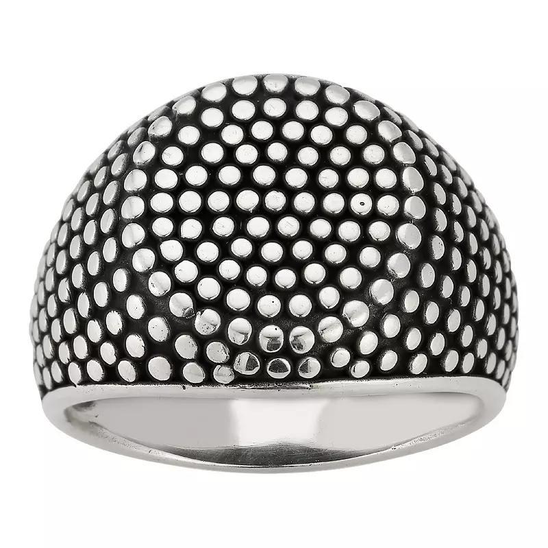 Milanesi And Co Mens Sterling Silver Bead Texture Signet Ring Product Image