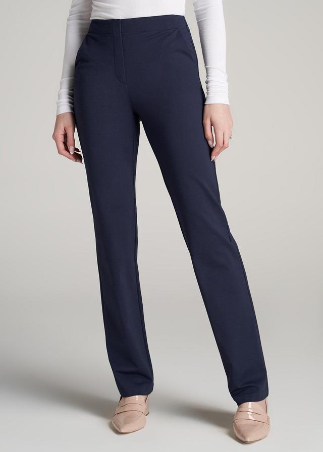 Slim Straight Leg Dress Pants for Tall Women in Navy Product Image