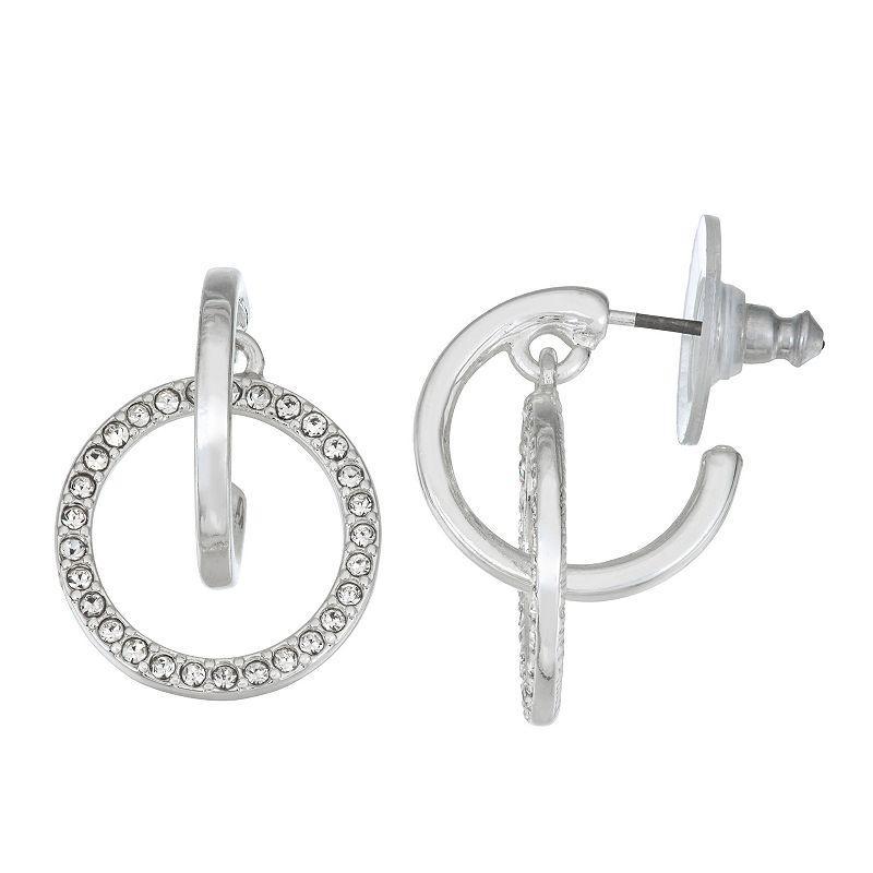 Nine West Simulated Crystal Orbital Hoop Earrings, Womens, Clear Product Image