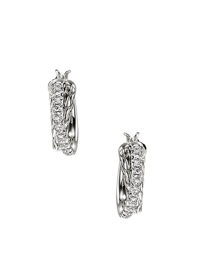 Womens JH Essentials Sterling Silver & 0.27 TCW Diamond Pav Crossover Hoop Earrings Product Image