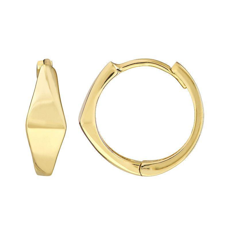 10k Gold 10.3 mm Triangle Hoop Earrings, Womens Product Image