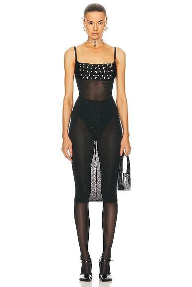 Alessandra Rich Lurex Knit Slip Dress Black. (also in 38, 42). Product Image