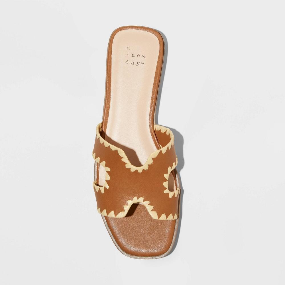 Womens Helena Whipstitch Slide Sandals - A New Day Tan 5 Product Image