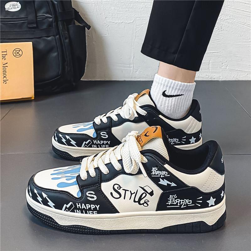 Lettering Lace-Up Platform Sneakers Product Image