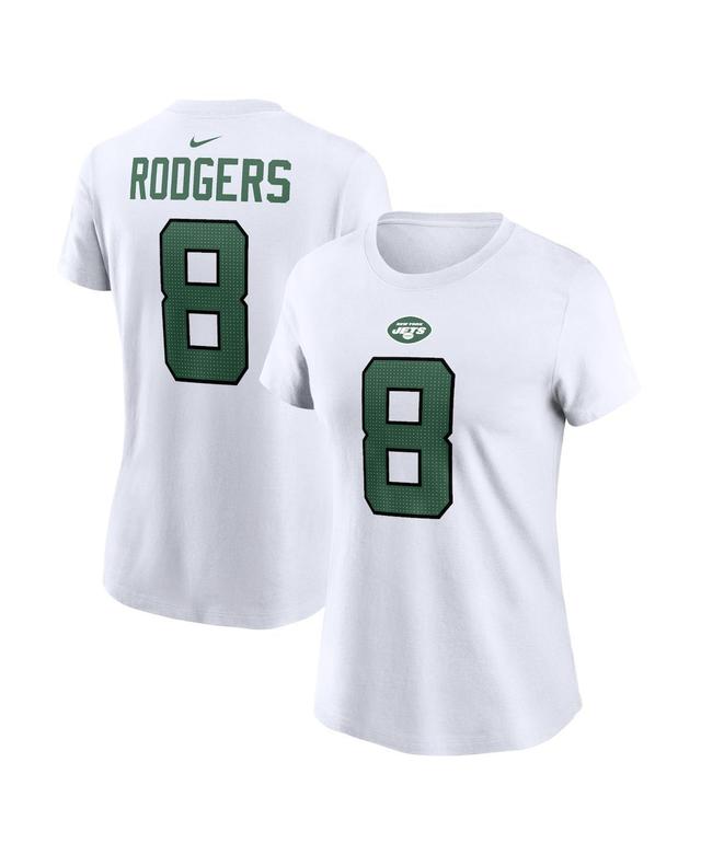 Womens Nike Aaron Rodgers White New York Jets Player Name and Number T-shirt Product Image