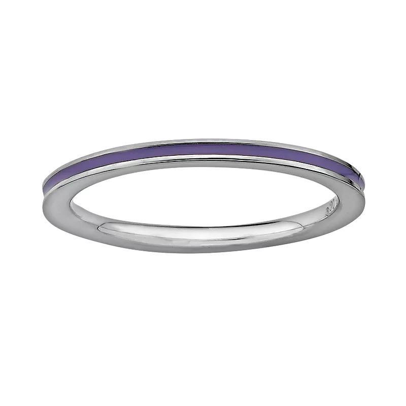 Stacks & Stones Sterling Silver Purple Enamel Stack Ring, Womens Product Image