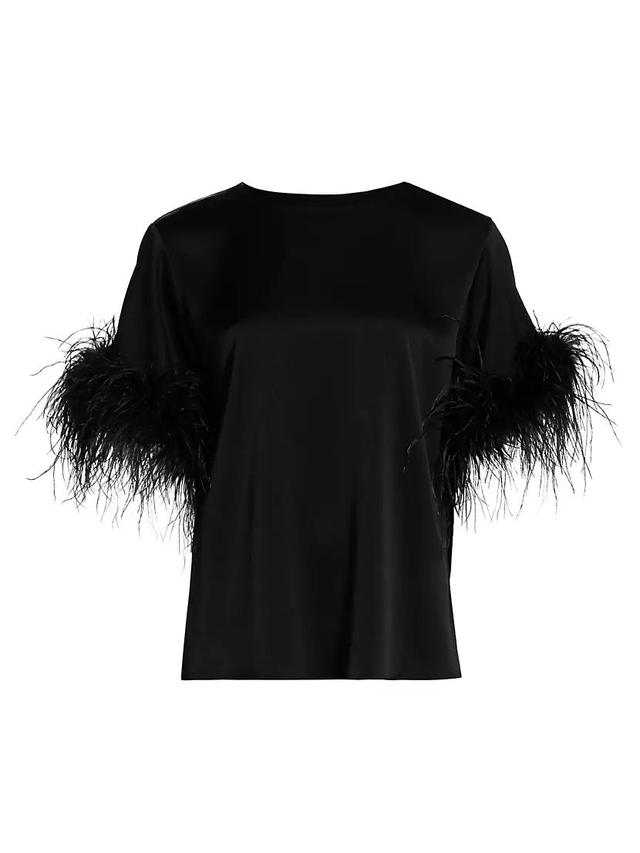 Monte Feather-Trim Short-Sleeve Blouse Product Image