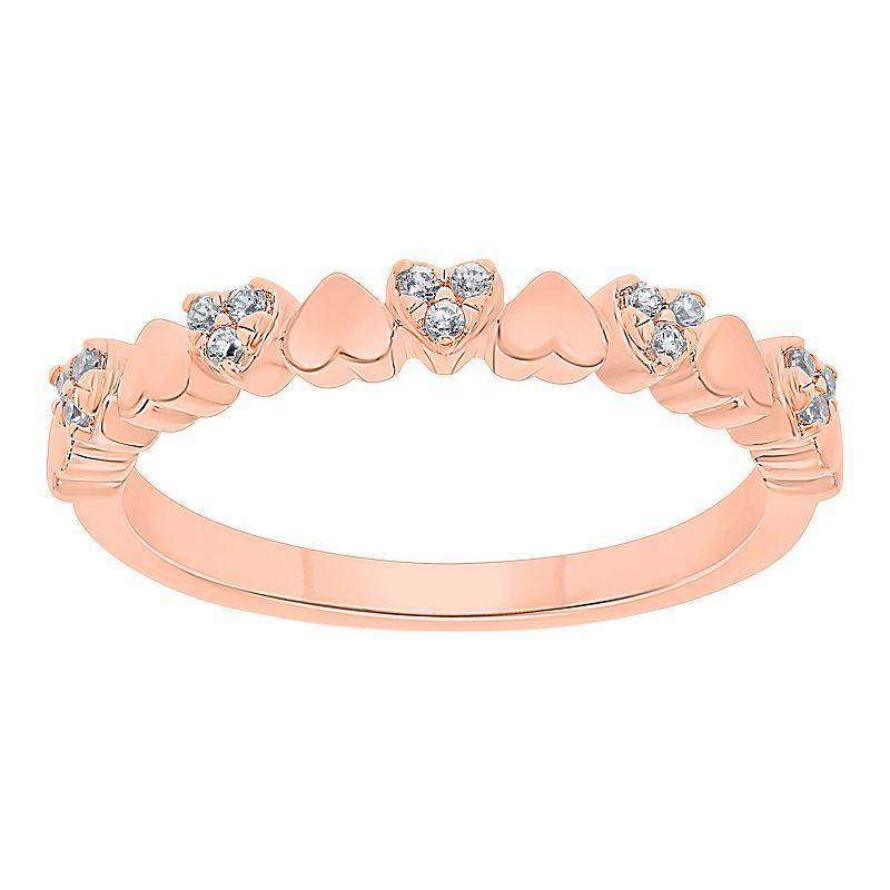 10k Gold 1/10 Carat T.W. Diamond Heart Ring, Womens Pink Product Image