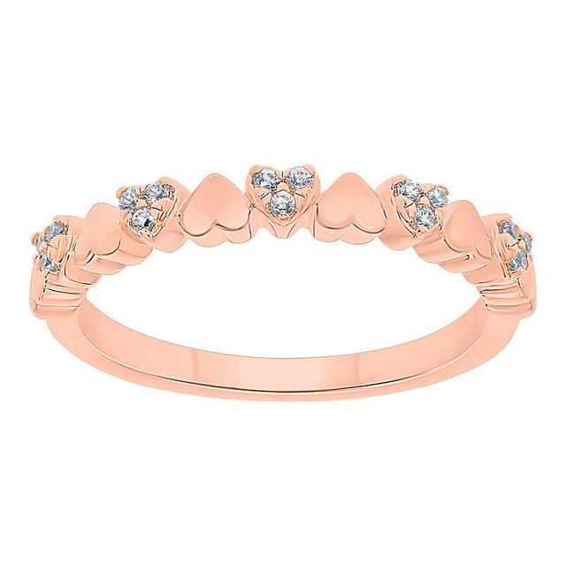 10k Gold 1/10 Carat T.W. Diamond Heart Ring, Womens 10k Rose Gold Product Image