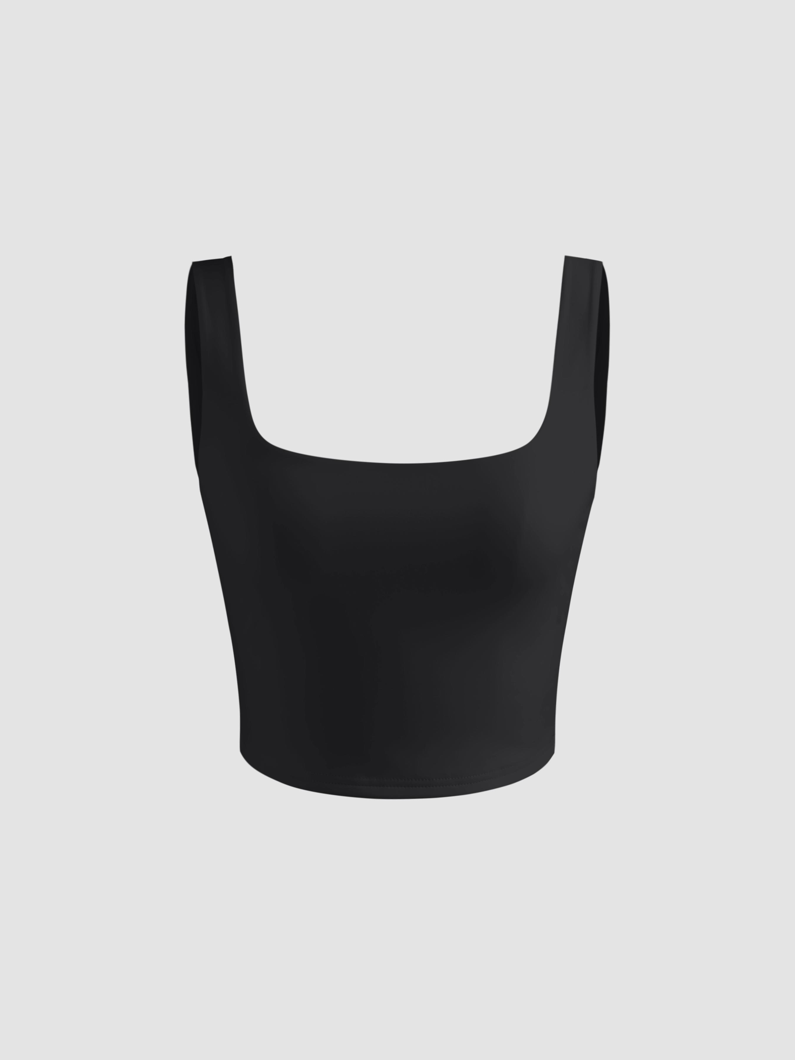 Contour Double Layered Square Neck Solid Crop Tank Top Product Image