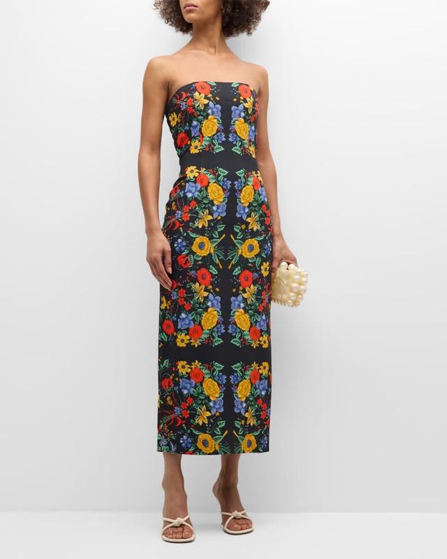 Leah Strapless Floral Midi Dress Product Image