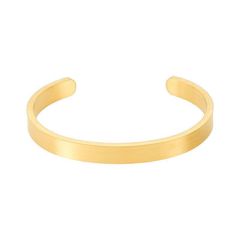 Adornia 14k Gold Plated Stainless Steel Cuff Bracelet, Mens, Gold Tone Product Image