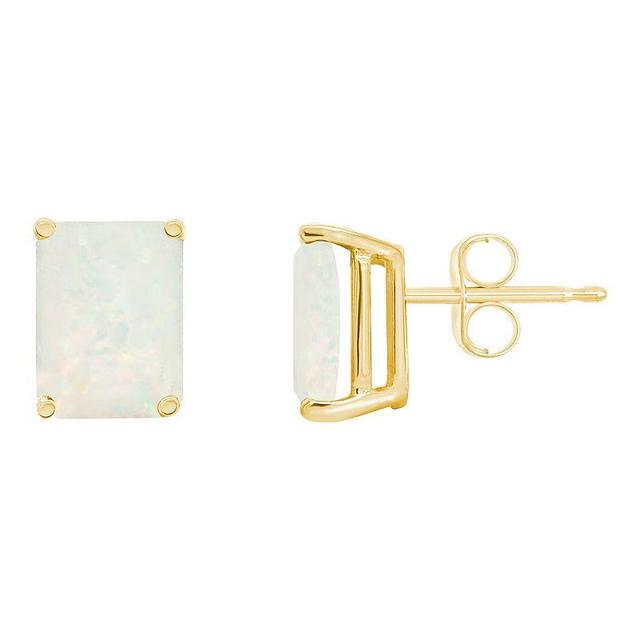 Celebration Gems 14k Gold Emerald Cut Opal Stud Earrings, Womens, 14k Whgold Product Image