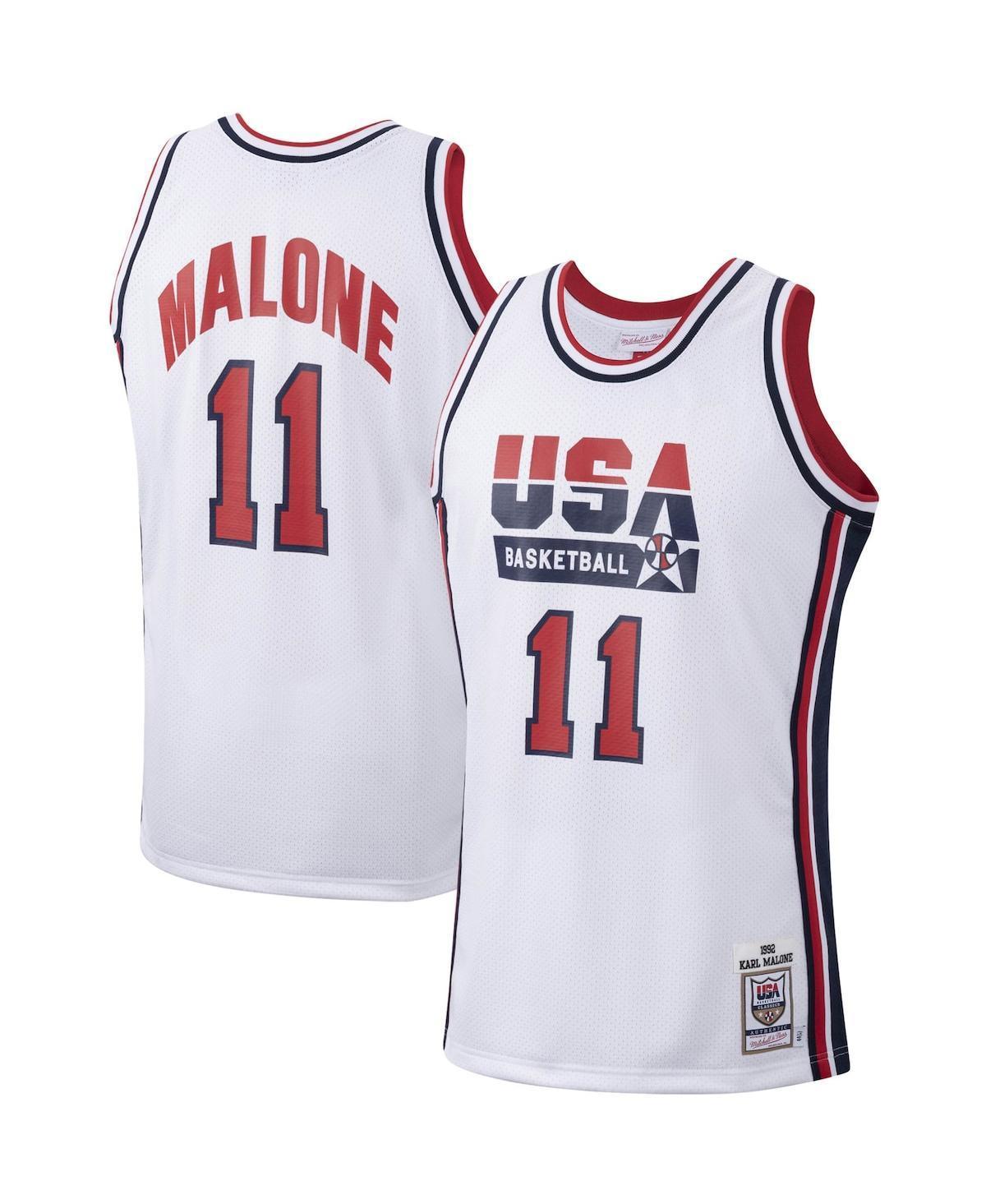 Mens Mitchell & Ness Karl Malone White USA Basketball Authentic 1992 Jersey Product Image