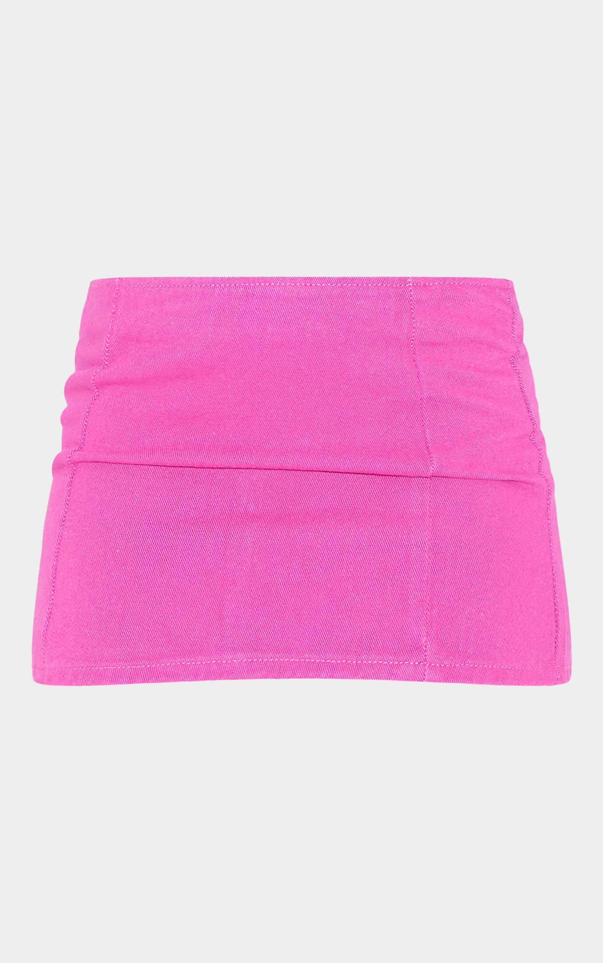 Pink Micro Mini Denim Skirt Product Image