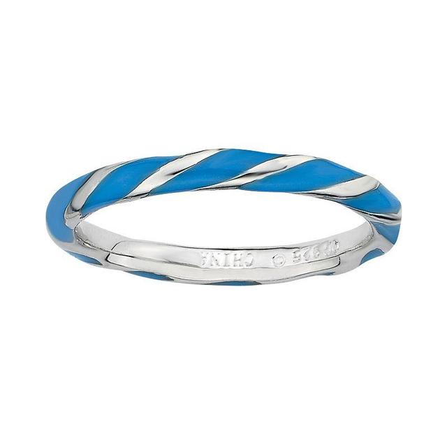 Stacks & Stones Sterling Silver Blue Enamel Twist Stack Ring, Womens Product Image