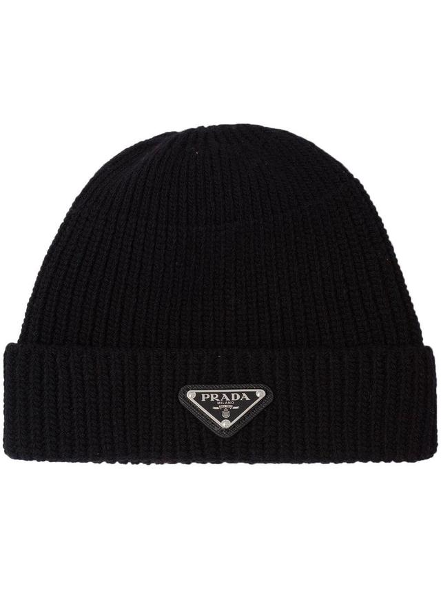 triangle-logo wool-cashmere beanie Product Image