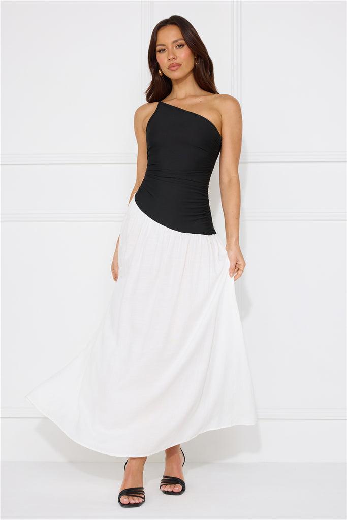 Lavish Hideaway One Shoulder Maxi Dress Black Product Image