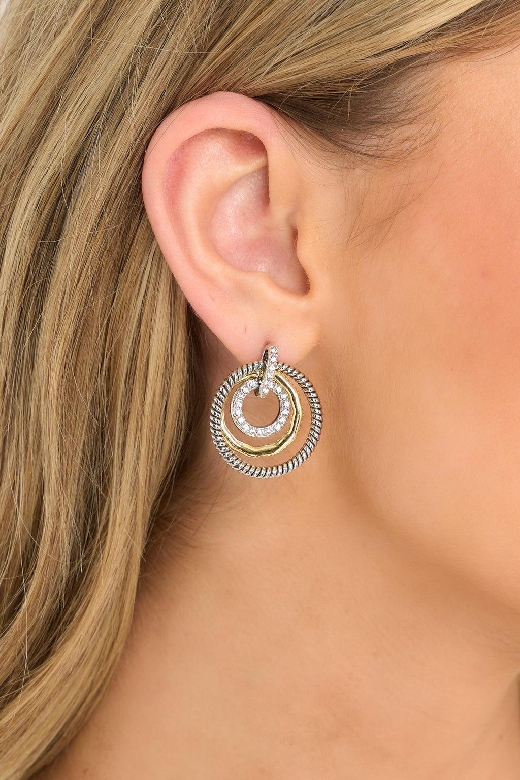 Metallic Harmony Gold & Silver Hoop Earrings Product Image