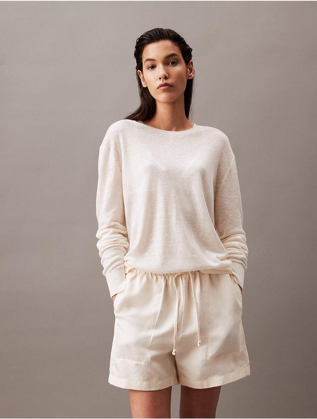 Calvin Klein Womens Linen Blend Sweater - White - M Product Image