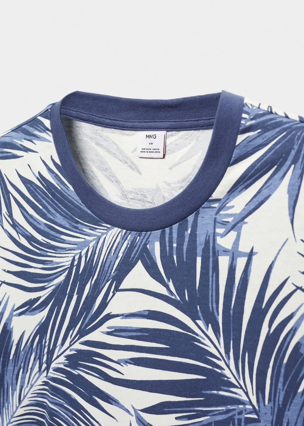 MANGO MAN - Slim-fit palm-print shirt blueMen Product Image