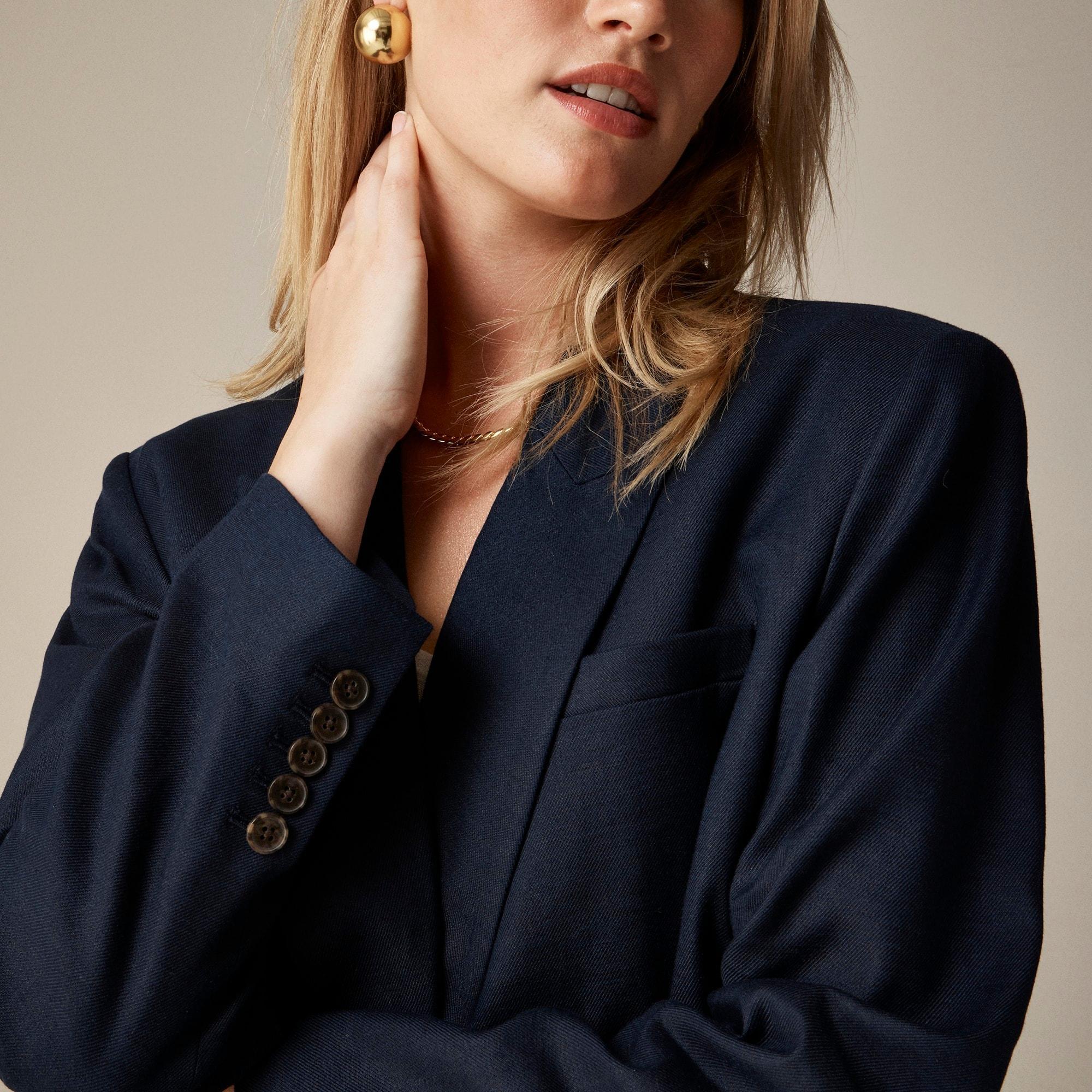 Double-breasted blazer in stretch linen blend Product Image