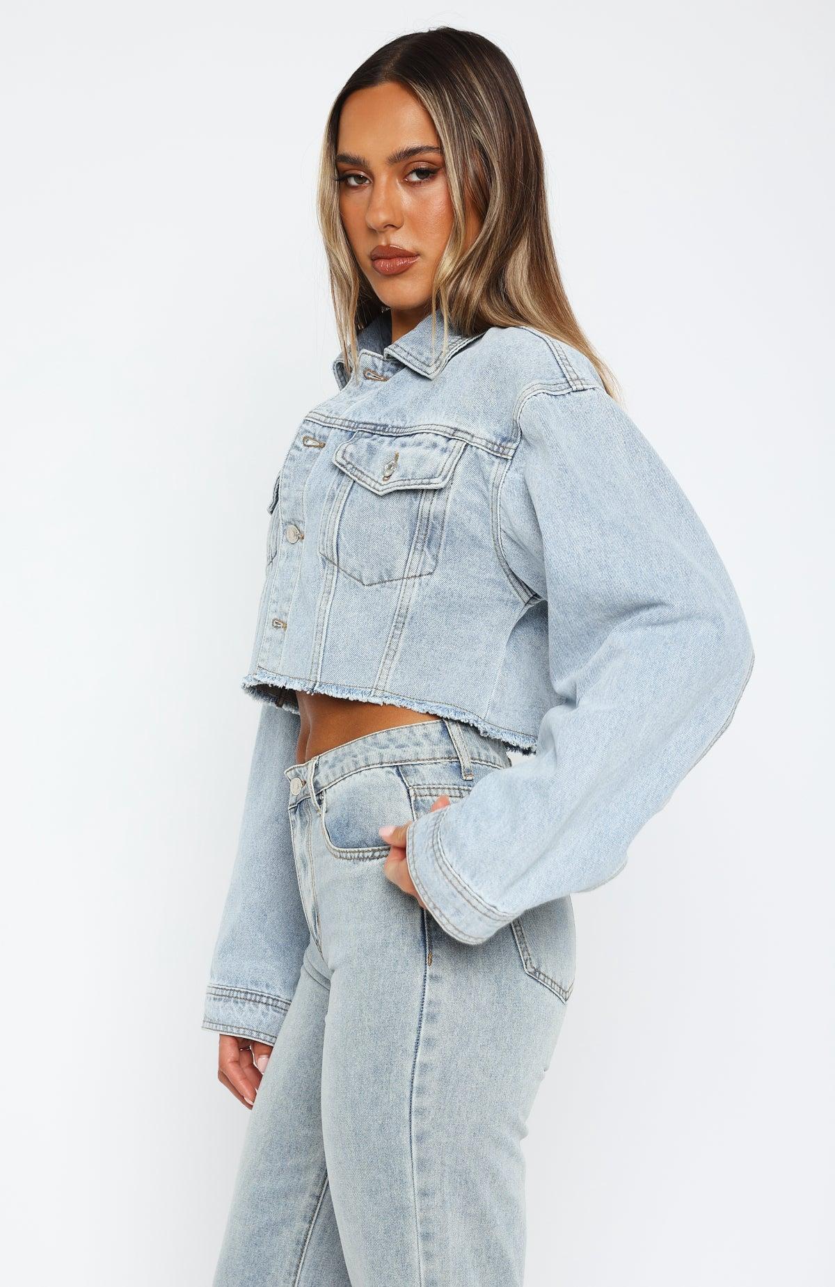 Lightspeed Cropped Denim Jacket Light Blue Wash Product Image