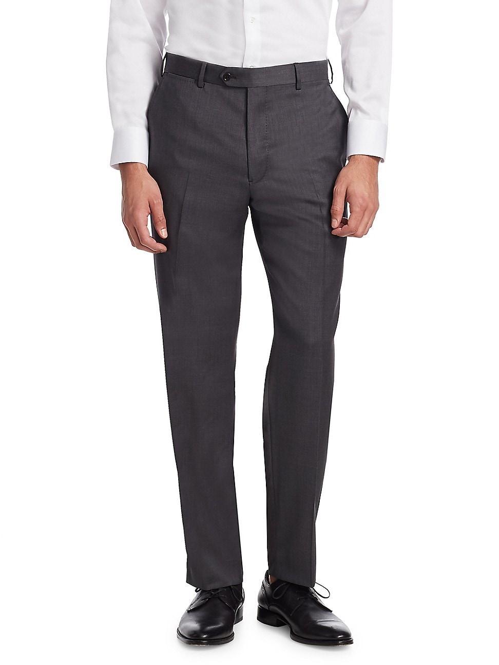 Mens Navy Wool Trousers Product Image