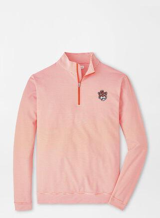 Peter Millar Mens Auburn Vault Perth Mini-Stripe Performance Pullover | Color: Orange / White | Size: S Product Image