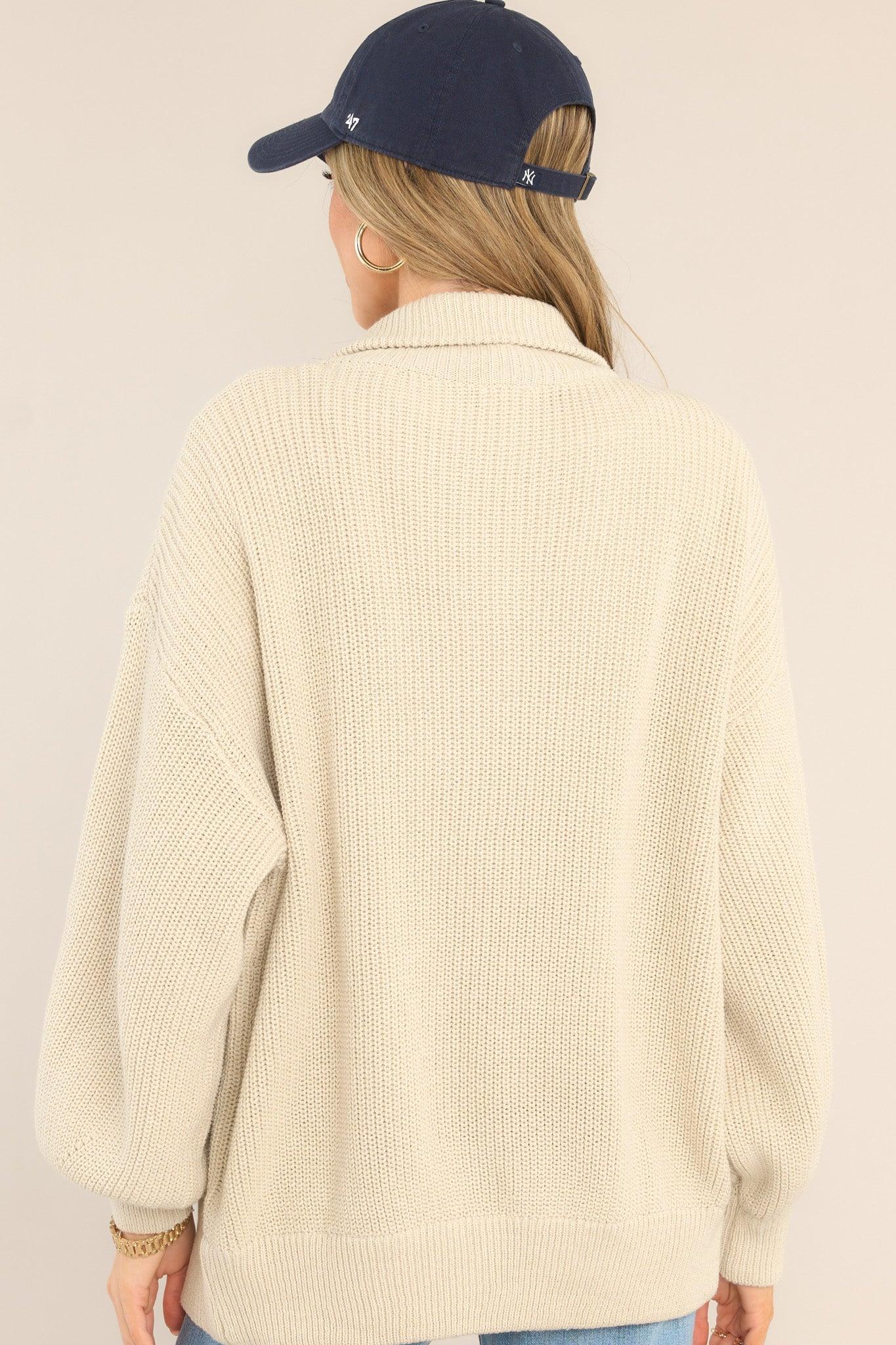 Your Serenity Beige Oversized Knit Jacket Product Image