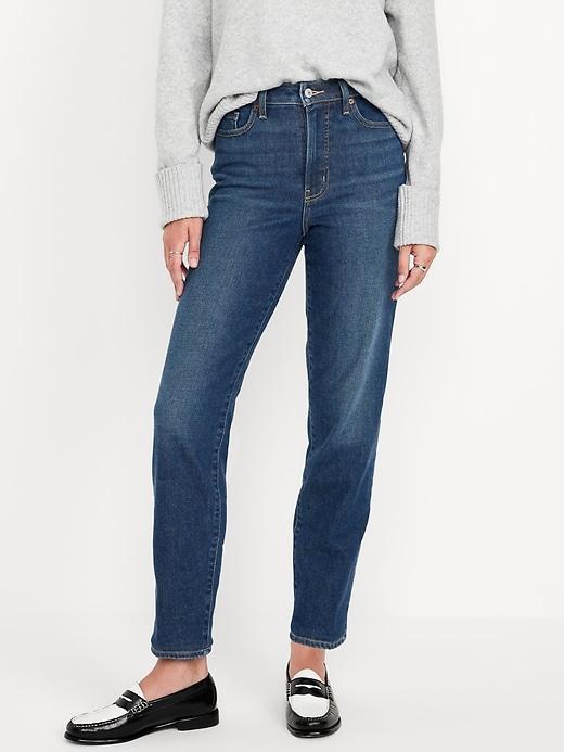 High-Waisted Built-In Warm OG Straight Ankle Jeans Product Image