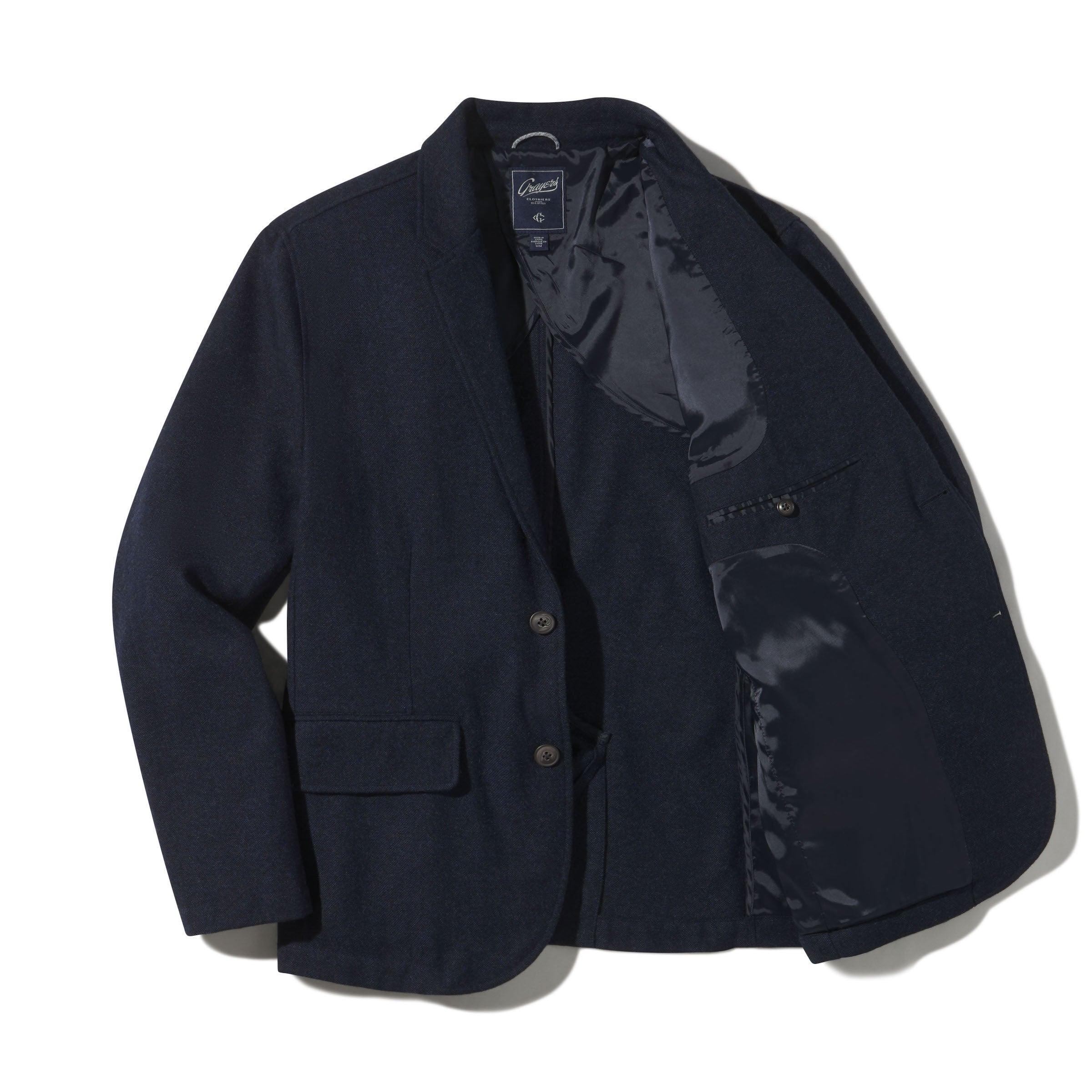 Hopsack Midweight Wool Blazer - Navy Product Image